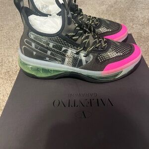 Valentino Mens Black and Pink Camo Sneakers